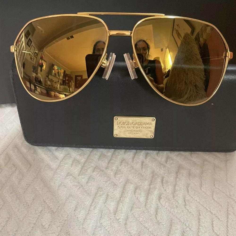 Dolce & Gabbana Gold Aviator Sunglasses NEW